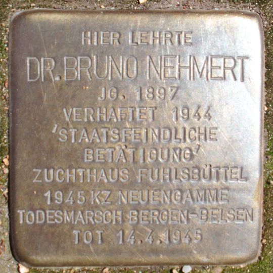 Stolperstein en memoria de Bruno Nehmert