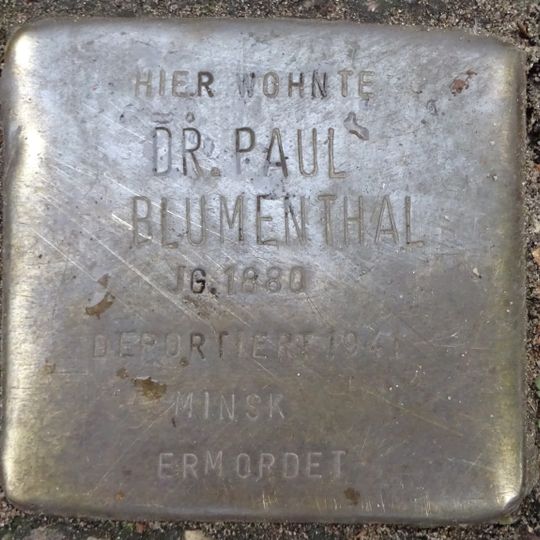 Stolperstein dedicated to Paul Blumenthal