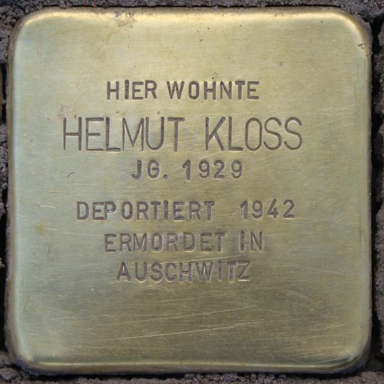 Stolperstein dedicated to Helmut Kloss