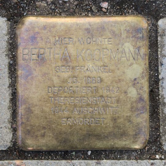 Stolperstein dedicated to Bertha Koopmann