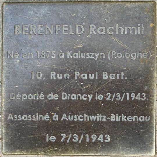 Stolperstein à la mémoire de Rachmil Berenfeld