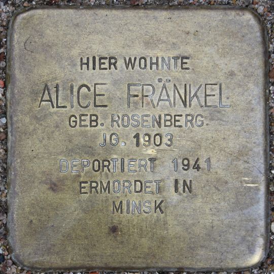 Stolperstein dedicated to Alice Fränkel