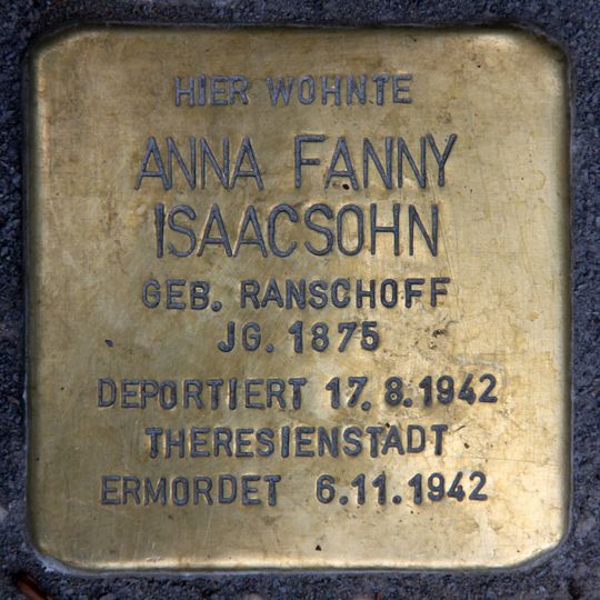 Stolperstein dedicated to Anna Fanny Isaacsohn