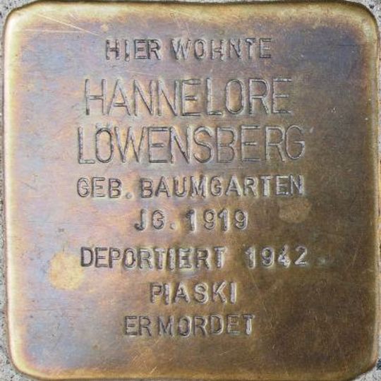 Stolperstein en memoria de Hannelore Löwensburg geb. Baumgarten