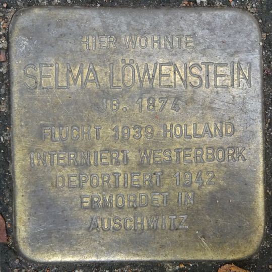 Stolperstein dedicated to Selma Löwenstein
