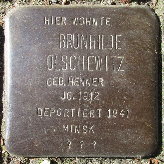 Stolperstein dedicated to Brunhilde Olschewitz