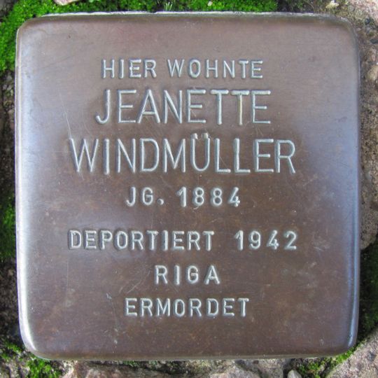 Stolperstein dedicated to Jeanette Windmüller