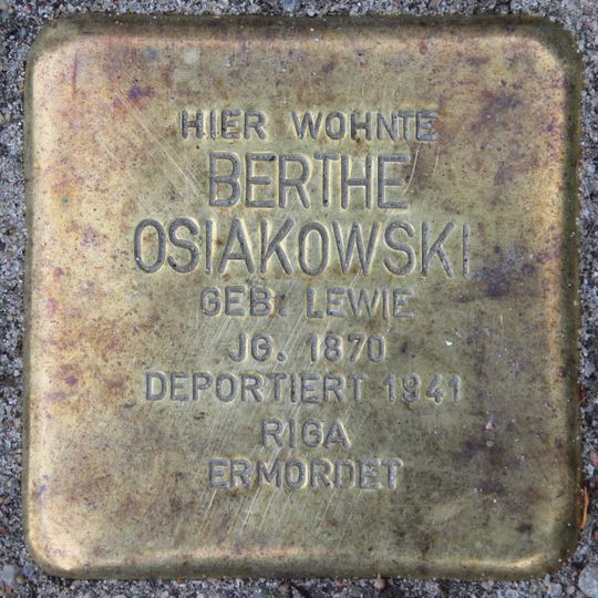 Stolperstein für Berthe Osiakowski