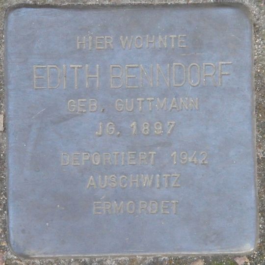 Stolperstein dedicated to Edith Benndorf