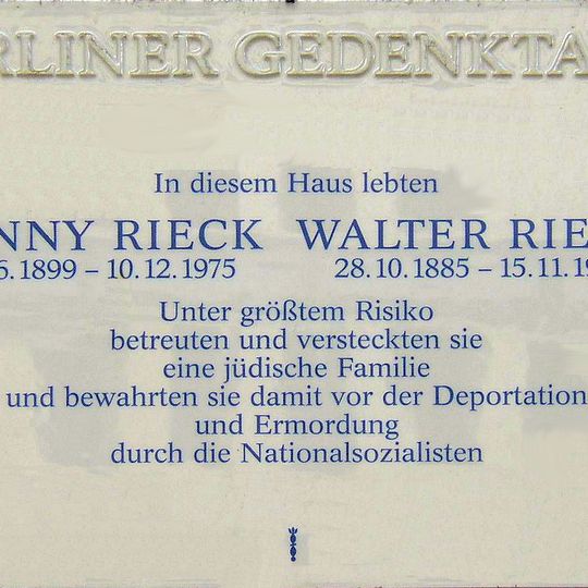 Gedenktafel Uhlandstr 167-168 Walter Rieck