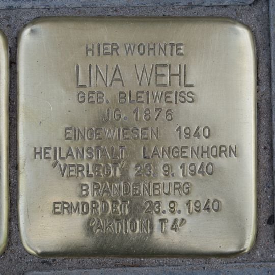 Stolperstein en memoria de Lina Wehl