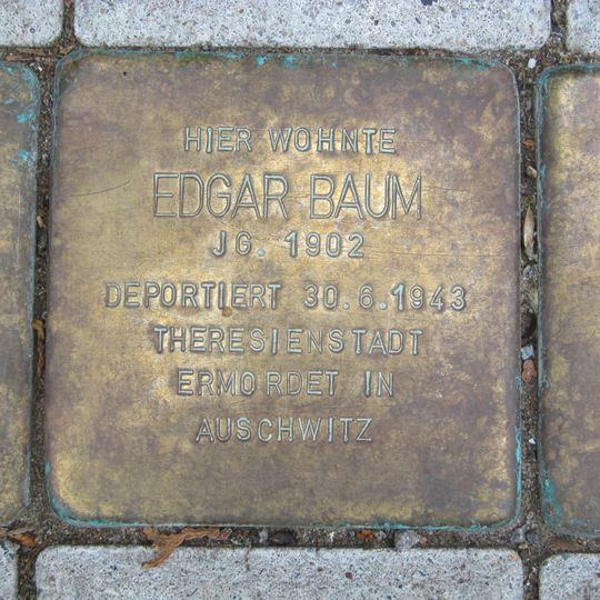 Stolperstein dedicated to Edgar Baum