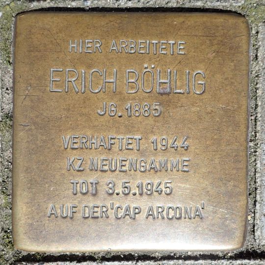 Stolperstein dedicated to Erich Böhlig