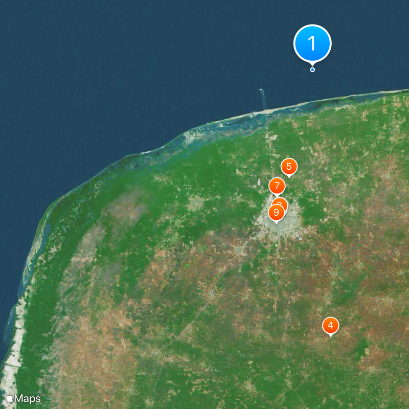 Chicxulub-Krater Karte