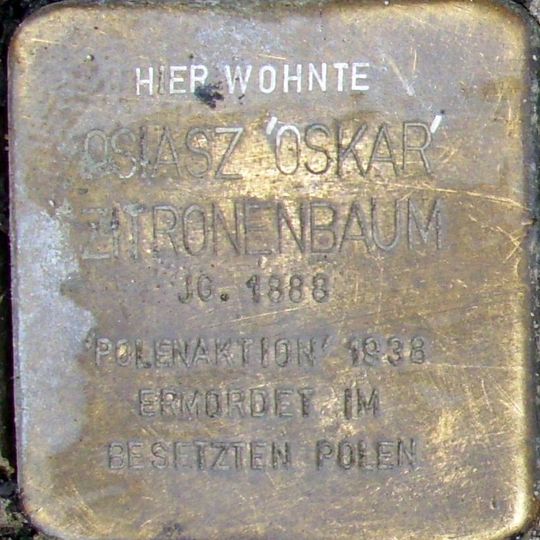 Stolperstein à la mémoire d’Oiasz `Oskar` Zitronenbaum