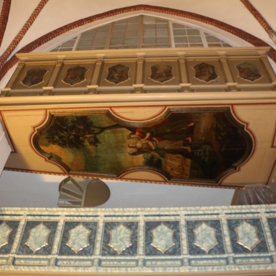 Paintings under organ gallery in Riga Dome Cathedral