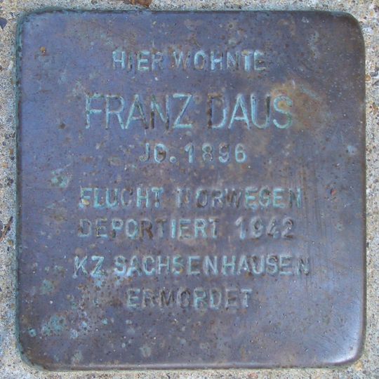 Stolperstein dedicated to Franz Daus