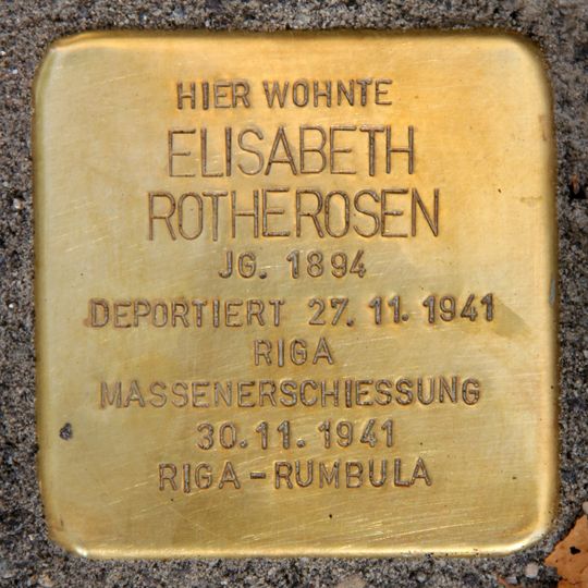 Stolperstein dedicated to Elisabeth Rotherosen