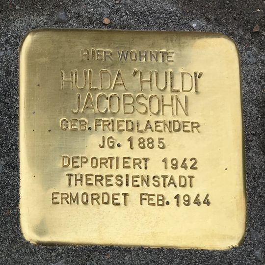 Stolperstein dedicated to Hulda ‚Huldi‘ Jacobsohn