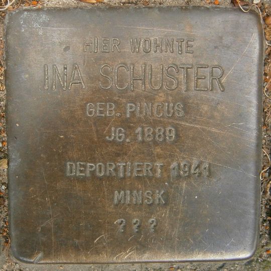 Stolperstein dedicated to Ina Schuster