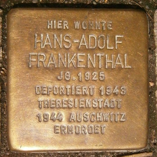 Stolperstein dedicated to Hans-Adolf Frankenthal