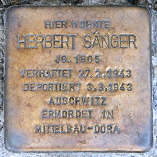 Stolperstein à la mémoire de Herbert Sänger