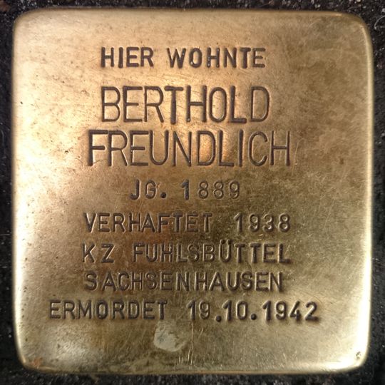 Stolperstein dedicated to Berthold Freundlich