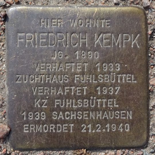 Stolperstein dedicated to Friedrich Kempk