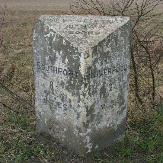 Milestone, Liverpool Road, 200m W of the roundabout