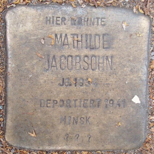 Stolperstein dedicated to Mathilde Jacobsohn