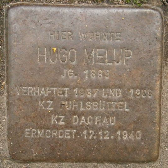 Stolperstein dedicated to Hugo Melup