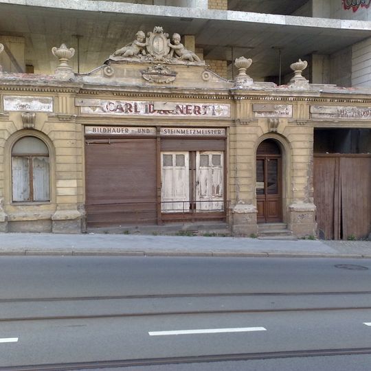 Werkstatt und Ausstellungsraum des Bildhauers und Steinmetzmeisters Carl Däunert Grüner Graben 14