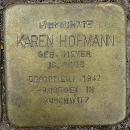 Stolperstein dedicated to Karen Hofmann