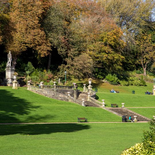 Terrace Steps With Balustrades And Urns In Centre Of Upper Terrace