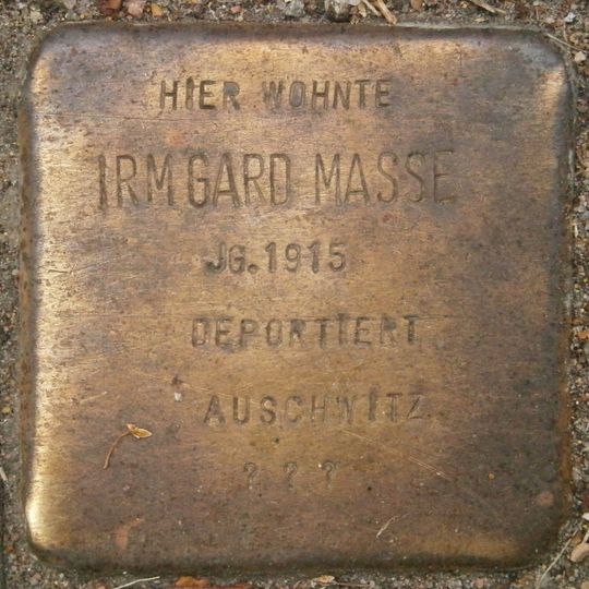 Stolperstein dedicated to Irmgard Masse