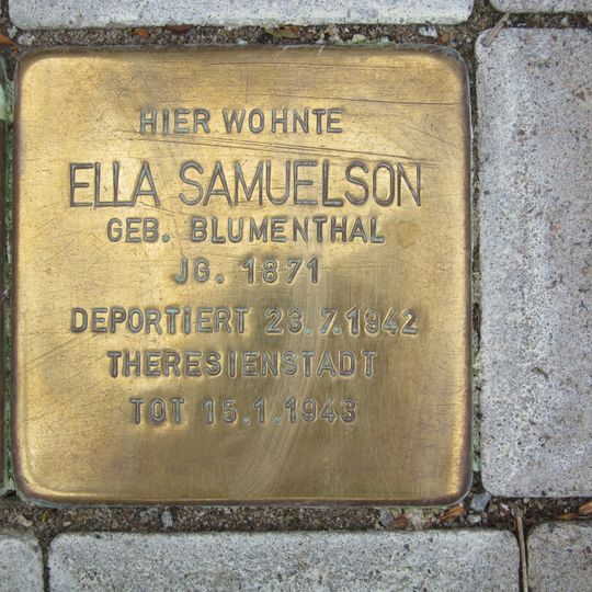 Stolperstein dedicated to Ella Samuelson