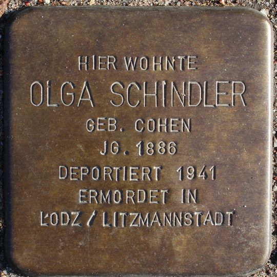 Stolperstein dedicated to Olga Schindler