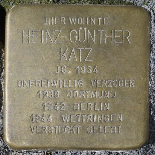 Stolperstein en memoria de Heinz-Günther Katz
