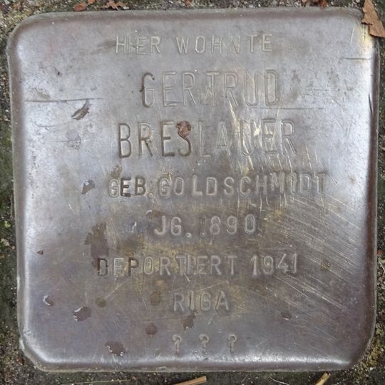 Stolperstein dedicated to Gertrud Breslauer