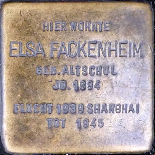 Stolperstein dedicated to Elsa Fackenheim geb. Altschul