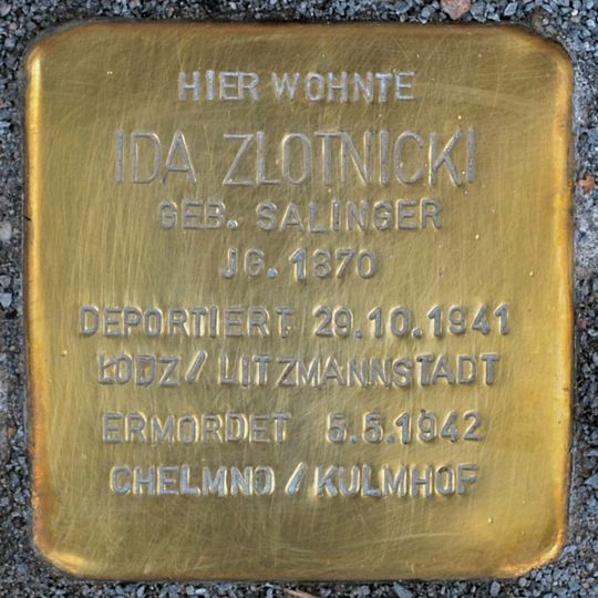 Stolperstein dedicated to Ida Zlotnicki