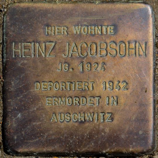 Stolperstein dedicated to Heinz Jacobsohn