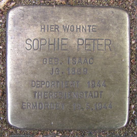 Stolperstein dedicated to Sophie Peter