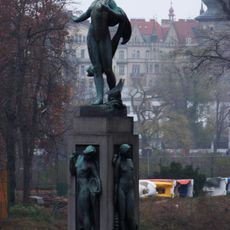 Statue of the Vltava at Smíchov canal lock