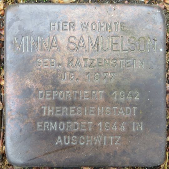 Stolperstein en memoria de Minna Samuelson