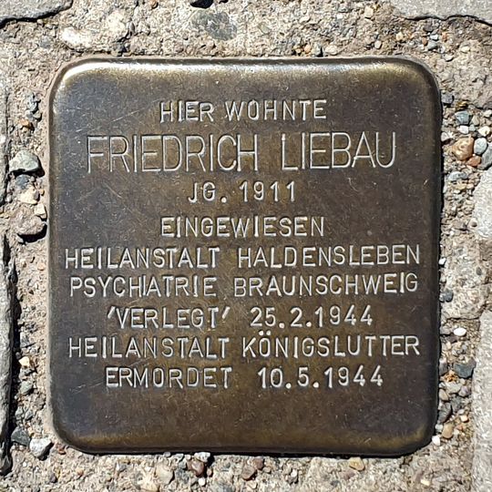 Stolperstein dedicated to Friedrich  Liebau