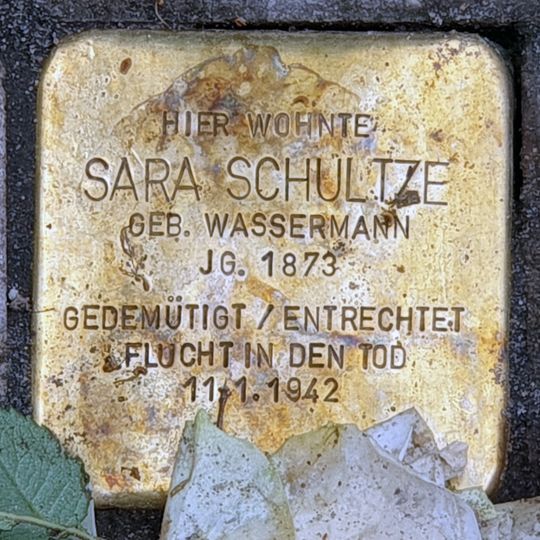 Stolperstein en memoria de Sara Schultze