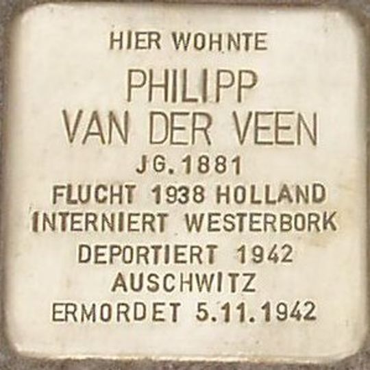Stolperstein dedicated to Philipp van der Veen