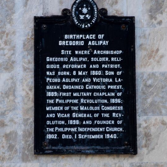 Birthplace of Gregorio Aglipay historical marker