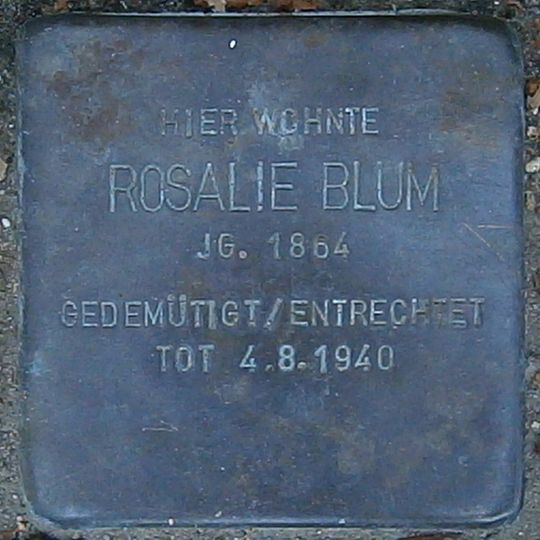 Stolperstein dedicated to Rosalie Blum